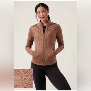 Athleta salutation Brown Leopard Print Jacket